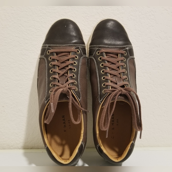 Cole Haan Men Size 10 M Leather Tie Top Low Profile Sneaker - Picture 3 of 9